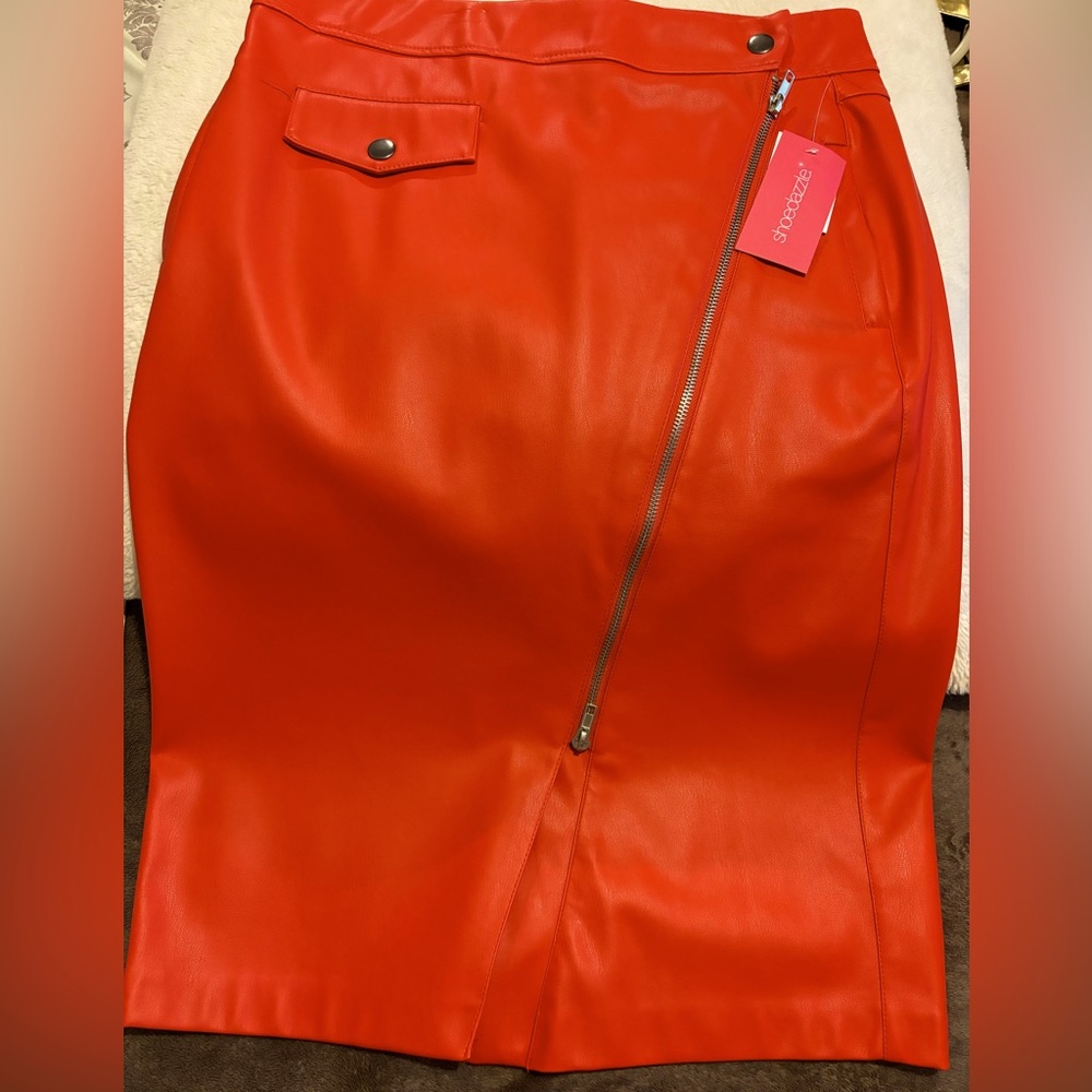 Woman’s faux leather skirt